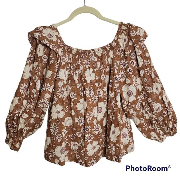 FREE PEOPLE Miss Daisy Cotton Printed Top Sz XSMALL - Picture 4 of 13